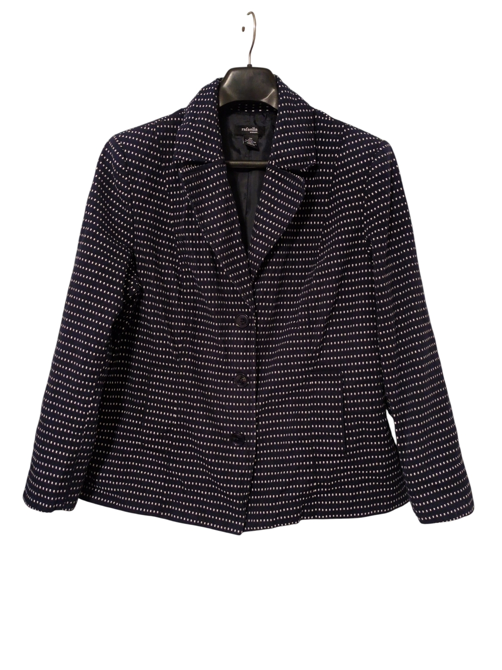 Rafaella Plus Size 18W Navy White Cotton Blazer Long Sleeve Jacket